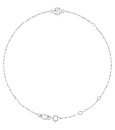 Brc808 Bracelet 14K White Set 1-Stone Natural White Sapphire Round 4 Mm 8.7 X 4.8 Mm 6 12-7 12 In Polished Natural White Sapphire Bezel-Set Bracelet