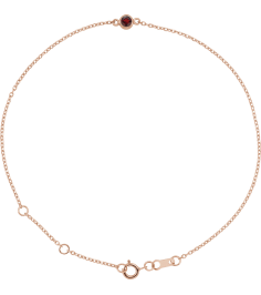 Brc808 Bracelet 14K Rose Set 1-Stone Natural Mozambique Garnet Round 4 Mm 8.7 X 4.8 Mm 6 12-7 12 In Polished Natural Mozambique Garnet Bezel-Set Bracelet