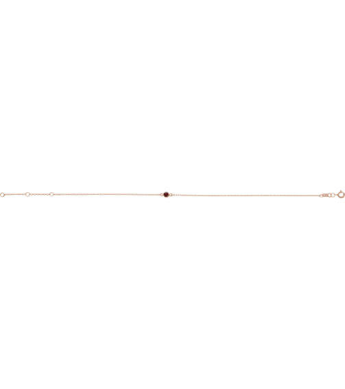 Brc808 Bracelet 14K Rose Set 1-Stone Natural Mozambique Garnet Round 4 Mm 8.7 X 4.8 Mm 6 12-7 12 In Polished Natural Mozambique Garnet Bezel-Set Bracelet