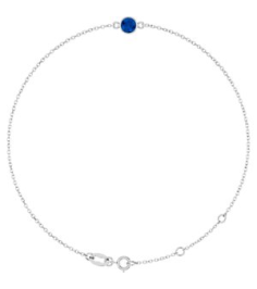 Brc808 Bracelet 14K White Set 1-Stone Natural Blue Sapphire Round 4 Mm 8.7 X 4.8 Mm 6 12-7 12 In Polished Natural Blue Sapphire Bezel-Set Bracelet