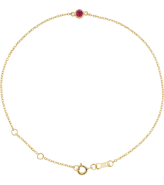 Brc808 Bracelet 14K Yellow Set 1-Stone Lab-Grown Ruby Round 4 Mm 8.7 X 4.8 Mm 6 12-7 12 In Polished Lab-Grown Ruby Bezel-Set Bracelet