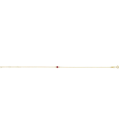 Brc808 Bracelet 14K Yellow Set 1-Stone Lab-Grown Ruby Round 4 Mm 8.7 X 4.8 Mm 6 12-7 12 In Polished Lab-Grown Ruby Bezel-Set Bracelet