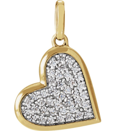 689129 Pendant Set 14K Yellow Round Natural Diamond 1.3Mm 14 Ctw Natural Diamond I1, G-H Polished 14 Ctw Natural Diamond Heart Pendant