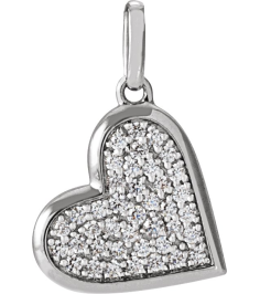 689129 Pendant Set 14K White Round Natural Diamond 1.3Mm 14 Ctw Natural Diamond I1, G-H Polished 14 Ctw Natural Diamond Heart Pendant