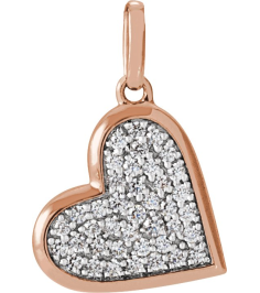 689129 Pendant Set 14K Rose Round Natural Diamond 1.3Mm 14 Ctw Natural Diamond I1, G-H Polished 14 Ctw Natural Diamond Heart Pendant