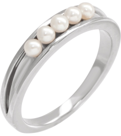 6711 Ring Set 14K White Cultured White Seed Pearl Pearl 2.5 Mm Polished Cultured Pearl Stackable Ring