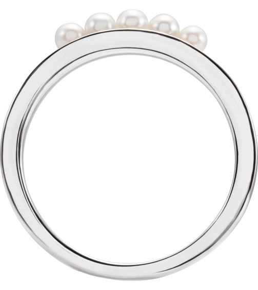 6711 Ring Set 14K White Cultured White Seed Pearl Pearl 2.5 Mm Polished Cultured Pearl Stackable Ring