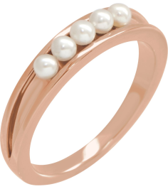 6711 Ring Set 14K Rose Cultured Seed Pearl Pearl 2.5 Mm Polished Cultured Pearl Stackable Ring