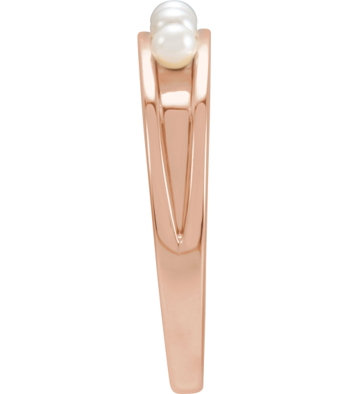 6711 Ring Set 14K Rose Cultured Seed Pearl Pearl 2.5 Mm Polished Cultured Pearl Stackable Ring