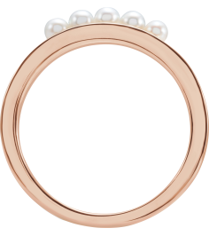 6711 Ring Set 14K Rose Cultured Seed Pearl Pearl 2.5 Mm Polished Cultured Pearl Stackable Ring