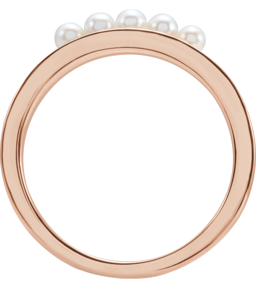 6711 Ring Set 14K Rose Cultured Seed Pearl Pearl 2.5 Mm Polished Cultured Pearl Stackable Ring