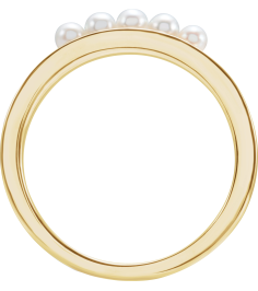 6711 Ring Set 14K Yellow Cultured White Seed Pearl Pearl 2.5 Mm Polished Cultured Pearl Stackable Ring