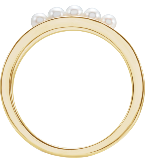 6711 Ring Set 14K Yellow Cultured White Seed Pearl Pearl 2.5 Mm Polished Cultured Pearl Stackable Ring