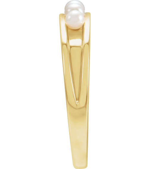 6711 Ring Set 14K Yellow Cultured White Seed Pearl Pearl 2.5 Mm Polished Cultured Pearl Stackable Ring
