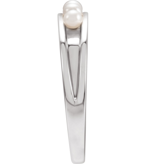 6711 Ring Set Platinum Cultured Seed Pearl Pearl 2.5 Mm Polished Cultured Pearl Stackable Ring