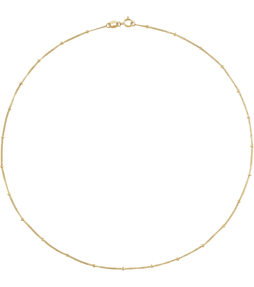 Ch228 14K Yellow Gold Filled Curb 1 Mm 20 In Spring Ring Polished Beaded Curb Chain
