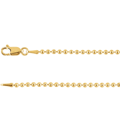 Ch437 14K Yellow Gold Filled Bead 2 Mm 24 In Lobster Clasp Polished Hollow Bead Chain