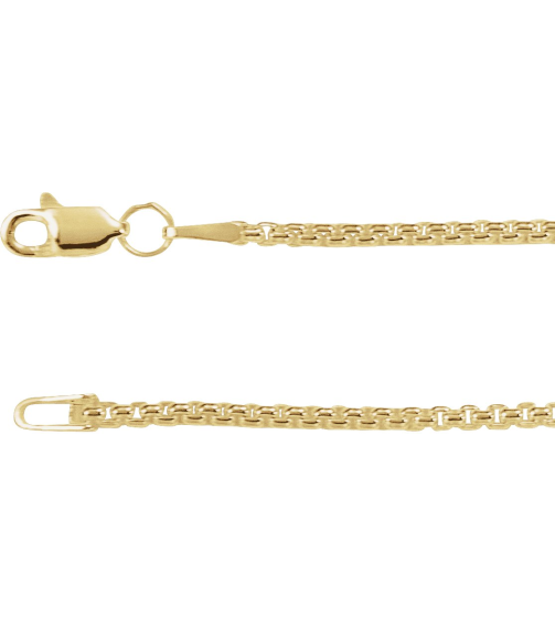 Ch1091 14K Yellow Gold Filled Box 1.8 Mm 18 In Lobster Clasp Polished Rounded Box Chain