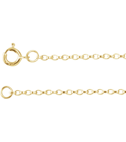 Ch1213 14K Yellow Gold Filled Rolo 1.1 Mm 16 In Spring Ring Polished Rolo Chain
