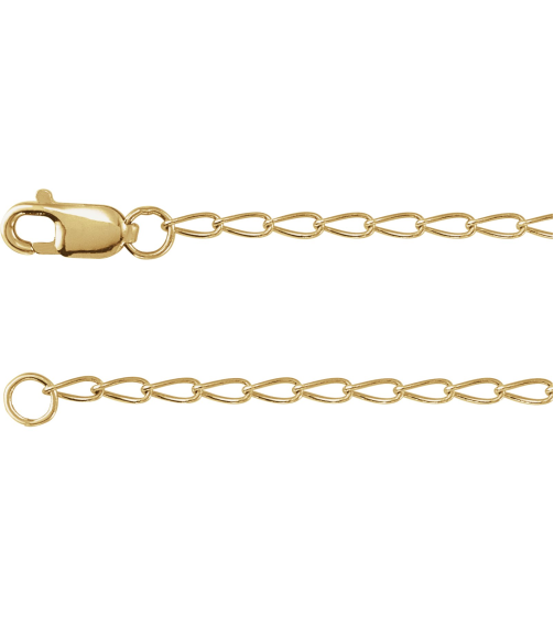 Ch1239 14K Yellow Gold Filled Curb 1.6 Mm 16 In Lobster Clasp Polished Elongated Curb Chain