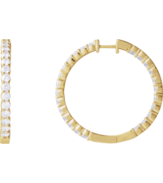 653631 Earring Set 14K Yellow 37.8 Mm 3.2 Mm Lab-Grown Diamond Round 3Mm 5 Ctw Si1-Si2, Gh Pair Hinged Polished 5 Ctw Lab-Grown Diamond Inside-Outside Hoop Earrings