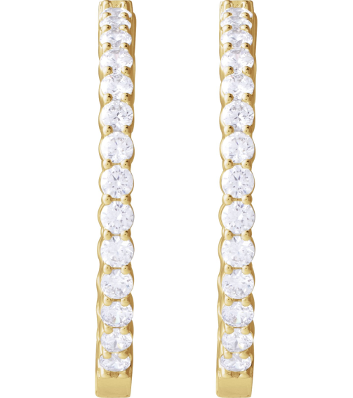 653631 Earring Set 14K Yellow 37.8 Mm 3.2 Mm Lab-Grown Diamond Round 3Mm 5 Ctw Si1-Si2, Gh Pair Hinged Polished 5 Ctw Lab-Grown Diamond Inside-Outside Hoop Earrings