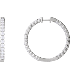 653631 Earring Set 14K White 37.8 Mm 3.2 Mm Lab-Grown Diamond Round 3Mm 5 Ctw Si1-Si2, Gh Pair Hinged Polished 5 Ctw Lab-Grown Diamond Inside-Outside Hoop Earrings