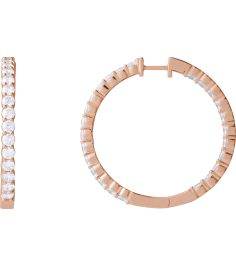 653631 Earring Set 14K Rose 37.8 Mm 3.2 Mm Lab-Grown Diamond Round 3Mm 5 Ctw Si1-Si2, Gh Pair Hinged Polished 5 Ctw Lab-Grown Diamond Inside-Outside Hoop Earrings