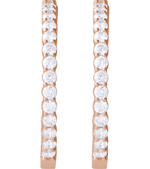 653631 Earring Set 14K Rose 37.8 Mm 3.2 Mm Lab-Grown Diamond Round 3Mm 5 Ctw Si1-Si2, Gh Pair Hinged Polished 5 Ctw Lab-Grown Diamond Inside-Outside Hoop Earrings