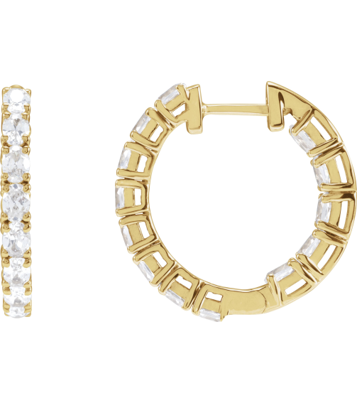 689126 Earring Unset 14K Rose 20.67 Mm 2.5 Mm Oval 3.2 X 2.3Mm 2.625 Ctw Pair Hinged Polished Hoop Earring Mountings