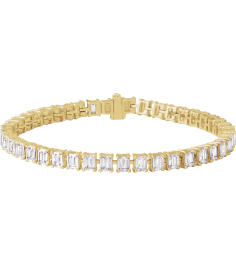 Brc980 Bracelet Set 14K Yellow Emerald Lab-Grown Diamond 4.1 X 3.1Mm 10 12 Ctw Si, G-H 7 In Polished 10 12 Ctw Lab-Grown Diamond Line Bracelet