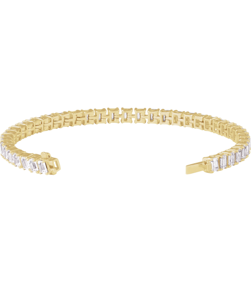 Brc980 Bracelet Set 14K Yellow Emerald Lab-Grown Diamond 4.1 X 3.1Mm 10 12 Ctw Si, G-H 7 In Polished 10 12 Ctw Lab-Grown Diamond Line Bracelet