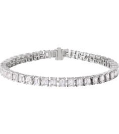 Brc980 Bracelet Set 14K White Emerald Lab-Grown Diamond 4.1 X 3.1Mm 10 12 Ctw Si, G-H 7 In Polished 10 12 Ctw Lab-Grown Diamond Line Bracelet