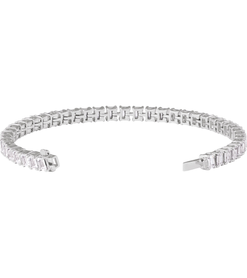 Brc980 Bracelet Set 14K White Emerald Lab-Grown Diamond 4.1 X 3.1Mm 10 12 Ctw Si, G-H 7 In Polished 10 12 Ctw Lab-Grown Diamond Line Bracelet