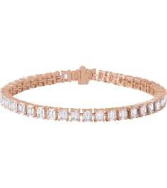 Brc980 Bracelet Set 14K Rose Emerald Lab-Grown Diamond 4.1 X 3.1Mm 10 12 Ctw Si, G-H 7 In Polished 10 12 Ctw Lab-Grown Diamond Line Bracelet