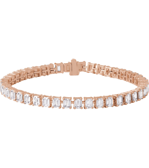 Brc980 Bracelet Set 14K Rose Emerald Lab-Grown Diamond 4.1 X 3.1Mm 10 12 Ctw Si, G-H 7 In Polished 10 12 Ctw Lab-Grown Diamond Line Bracelet