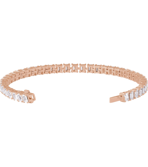 Brc980 Bracelet Set 14K Rose Emerald Lab-Grown Diamond 4.1 X 3.1Mm 10 12 Ctw Si, G-H 7 In Polished 10 12 Ctw Lab-Grown Diamond Line Bracelet