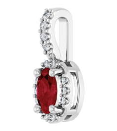 88709 Pendant Set Platinum Oval Lab-Grown Ruby 5 X 3Mm 0.04 Ctw Natural Diamond Si2-Si3, G-H Polished Lab-Grown Ruby And .04 Ctw Natual Diamond 4-Prong Halo-Style Pendant