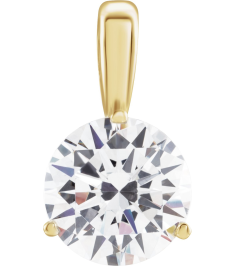 23559 Pendant Set 14K Yellow Round Lab-Grown Diamond 4Mm 14 Ct Si1-Si2, Gh Polished 14 Ct Lab-Grown Diamond Solitaire 3-Prong Pendant