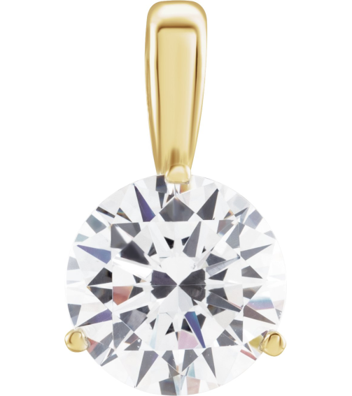 23559 Pendant Set 14K Yellow Round Lab-Grown Diamond 4Mm 14 Ct Si1-Si2, Gh Polished 14 Ct Lab-Grown Diamond Solitaire 3-Prong Pendant