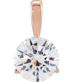 23559 Pendant Set 14K Rose Round Lab-Grown Diamond 4Mm 14 Ct Si1-Si2, Gh Polished 14 Ct Lab-Grown Diamond Solitaire 3-Prong Pendant
