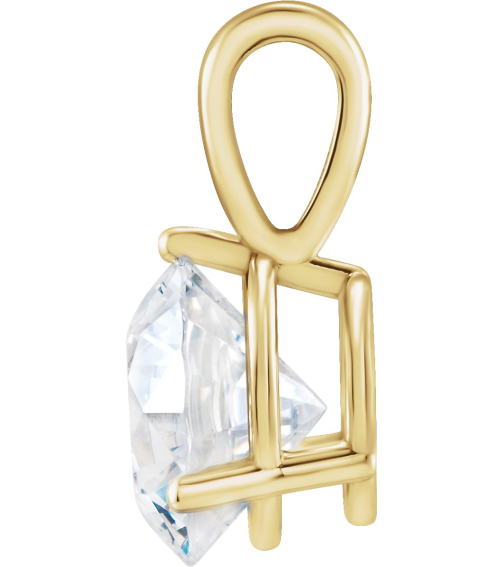 23559 Pendant Set 14K White Round Lab-Grown Diamond 4Mm 14 Ct Si1-Si2, Gh Polished 14 Ct Lab-Grown Diamond Solitaire 3-Prong Pendant