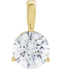 23559 Pendant Set 14K Yellow Round Lab-Grown Diamond 5Mm 12 Ct Si1-Si2, Gh Polished 12 Ct Lab-Grown Diamond Solitaire 3-Prong Pendant