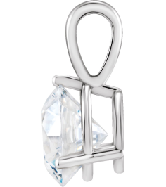 23559 Pendant Set Sterling Silver Round Lab-Grown Diamond 5Mm 12 Ct Si1-Si2, Gh Polished 12 Ct Lab-Grown Diamond Solitaire 3-Prong Pendant
