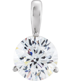 23559 Pendant Set 14K White Round Lab-Grown Diamond 5.5Mm 58 Ct Si1-Si2, Gh Polished 58 Ct Lab-Grown Diamond Solitaire 3-Prong Pendant