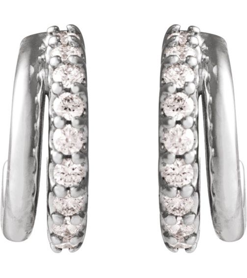 88686 Earring Set Natural Diamond Round 1.2 Mm 14K White Pair Friction Backs Included Polished 16 Ctw Natural Diamond Hoop Earrings