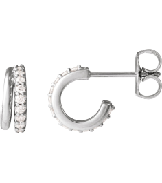 88686 Earring Set Lab-Grown Diamond Round 1.2 Mm Platinum Pair Friction Backs Included Polished 16 Ctw Lab-Grown Diamond Hoop Earrings