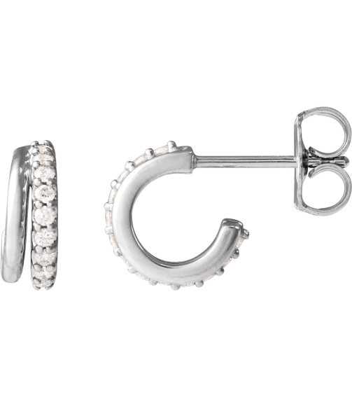88686 Earring Set Lab-Grown Diamond Round 1.2 Mm Platinum Pair Friction Backs Included Polished 16 Ctw Lab-Grown Diamond Hoop Earrings
