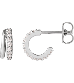 88686 Earring Set Lab-Grown Diamond Round 1.2 Mm Platinum Pair Friction Backs Included Polished 16 Ctw Lab-Grown Diamond Hoop Earrings