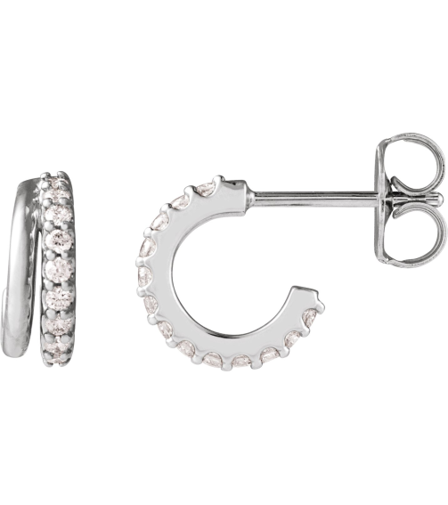 88686 Earring Set Lab-Grown Diamond Round 1.2 Mm Platinum Pair Friction Backs Included Polished 16 Ctw Lab-Grown Diamond Hoop Earrings